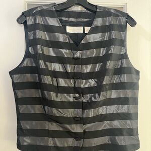 Dana Buchman Black and Silver Striped Blouse